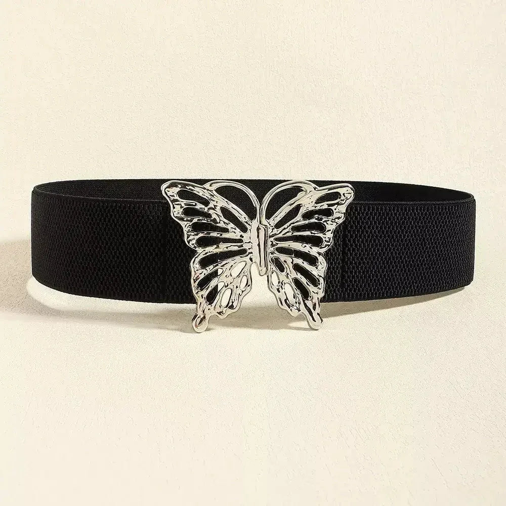 Butterfly Alloy Buckle Elastic Belt - Update AvenueTrendsi101300620894537101300620894537Butterfly Alloy Buckle Elastic BeltBlack