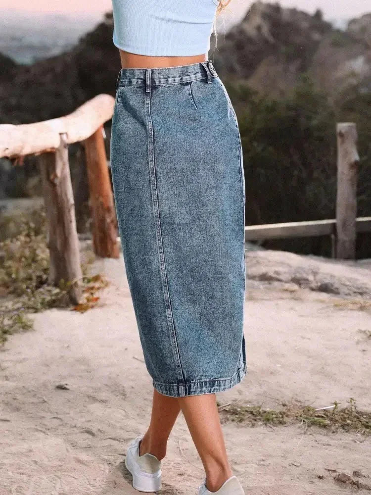 Button Down Denim Skirt - Update AvenueDenim Dresses & SkirtsTrendsi100100360573518100100360573518587e73d5842d41b9b9f569cc05237a16 - MaxNavy