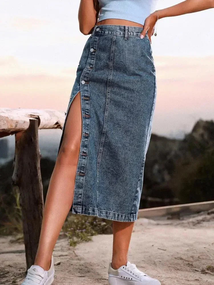 Button Down Denim Skirt - Update AvenueDenim Dresses & SkirtsTrendsi10010036057351810010036057351835cfc408aa5e4ddea691f4e3896c00fe - MaxNavy
