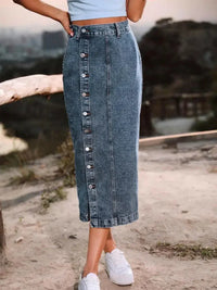 Button Down Denim Skirt - Update AvenueDenim Dresses & SkirtsTrendsi100100360573518100100360573518891d1ea80615405f93864625024aca0a - MaxNavy