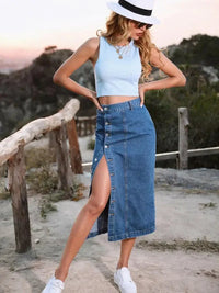 Button Down Denim Skirt - Update AvenueDenim Dresses & SkirtsTrendsi1001003605737431001003605737437780e6799a72480f881be6fceed68807 - MaxFrench Blue