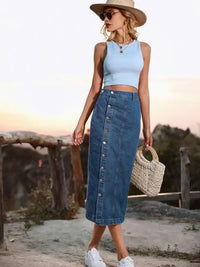 Button Down Denim Skirt - Update AvenueDenim Dresses & SkirtsTrendsi1001003605737431001003605737435cc3d108837a44549c65a40682b8ea21 - MaxFrench Blue