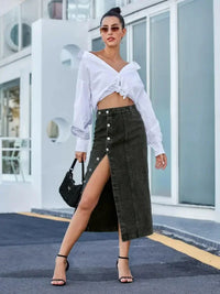 Button Down Denim Skirt - Update AvenueDenim Dresses & SkirtsTrendsi100100360575220100100360575220497ff997cec74b4a99a4ab8717583256 - MaxBlack