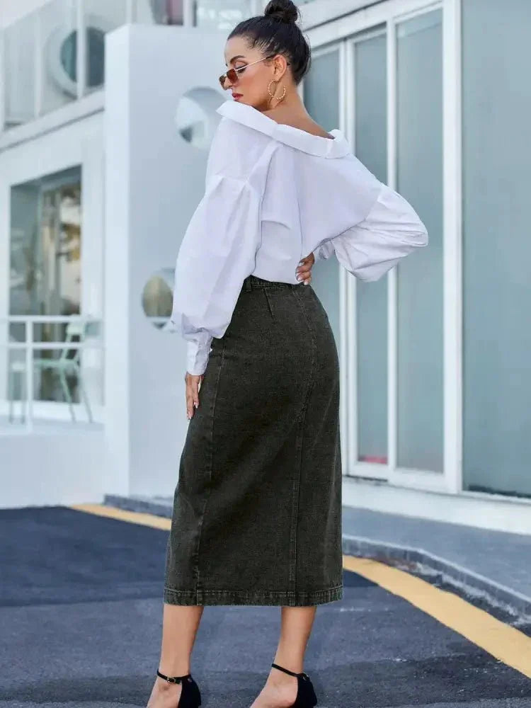 Button Down Denim Skirt - Update AvenueDenim Dresses & SkirtsTrendsi10010036057522010010036057522068ec8317530440c1b2083f9aeb1752f4 - MaxBlack