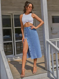 Button Down Denim Skirt - Update AvenueDenim Dresses & SkirtsTrendsi100100360578654100100360578654b6680322365b45a698b76dcb86dd12b0 - MaxSky Blue