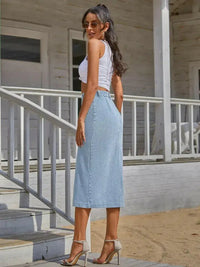 Button Down Denim Skirt - Update AvenueDenim Dresses & SkirtsTrendsi1001003605798941001003605798941c892fae27c14d12a3c64f4d86bfc5f5 - MaxPastel Blue