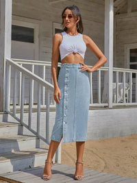 Button Down Denim Skirt - Update AvenueDenim Dresses & SkirtsTrendsi100100360579894100100360579894bbae8feeb76d4c9cbb6e6f66fdc6b8f6 - MaxPastel Blue