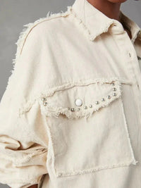 Button Down Raw Hem Denim Jacket - Update AvenueTrendsi10010047582461610010047582461683f270dd3d6c4c56a24953c4506f0681 - MaxIvory