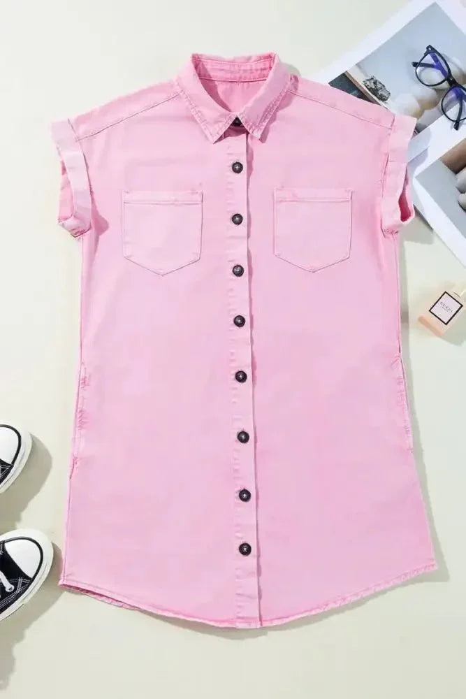 Button Down Short Sleeve Denim Dress - Update AvenueDenim Dresses & SkirtsTrendsi10010017003176310010017003176397bc8c83 - d98d - 4f28 - 823f - 3586d5261a7f - Max - OriginBlush Pink