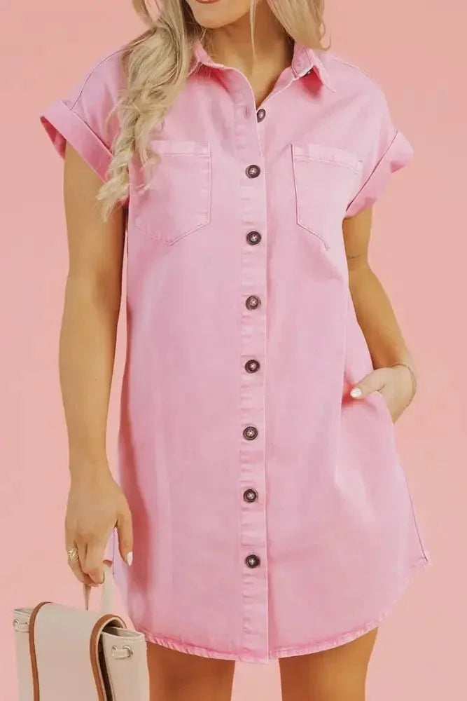 Button Down Short Sleeve Denim Dress - Update AvenueDenim Dresses & SkirtsTrendsi10010017003176310010017003176364e0f3a6 - 2b41 - 4fff - a802 - 792ffa753e31 - Max - OriginBlush Pink