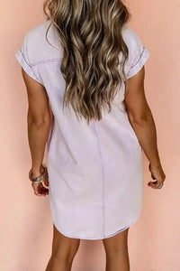 Button Down Short Sleeve Denim Dress - Update AvenueDenim Dresses & SkirtsTrendsi100100170035435100100170035435344672af - 871e - 4298 - b897 - 2a2cc767c769 - Max - OriginPink Purple