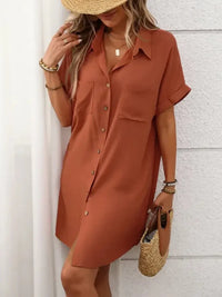Button Down Short Sleeve Mini Dress - Update AvenueEffortless Elegance: DressesTrendsi100100852031875100100852031875bffc3c25 - 5c06 - 4061 - b129 - 1f5583b74692 - MaxCaramel