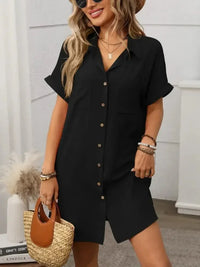 Button Down Short Sleeve Mini Dress - Update AvenueEffortless Elegance: DressesTrendsi1001008520358031001008520358039d19cda0 - 053b - 4ab5 - a405 - 4000003d6736 - MaxBlack
