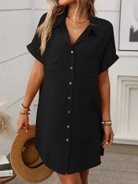 Button Down Short Sleeve Mini Dress - Update AvenueEffortless Elegance: DressesTrendsi1001008520358031001008520358030caf7877 - 8be7 - 4add - ba2d - 5592ed3b6543 - MaxBlack