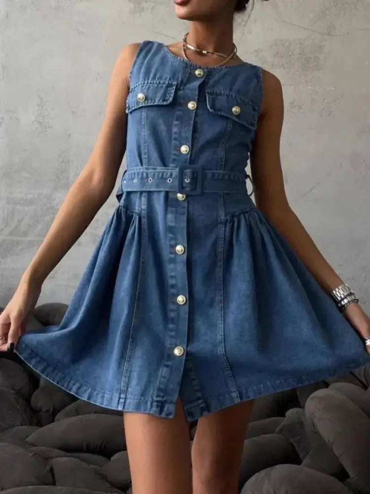 Button Down Sleeveless Denim Dress with Belted - Update AvenueDenim Dresses & SkirtsTrendsi100100016978389100100016978389e10aa420 - ddec - 49d3 - b828 - 468b71f5313c - Max - OriginBlue