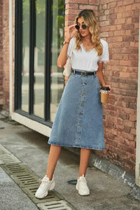 Button Front A - Line Denim Skirt - Update AvenueDenim Dresses & SkirtsTrendsi100100904292454100100904292454df8ac30a7c7d4f16a97238578105cdc1 - MaxMedium