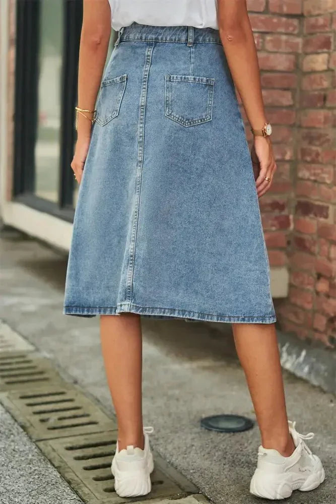 Button Front A - Line Denim Skirt - Update AvenueDenim Dresses & SkirtsTrendsi10010090429245410010090429245479ad8787814d4159b3af187bdfa84779 - MaxMedium