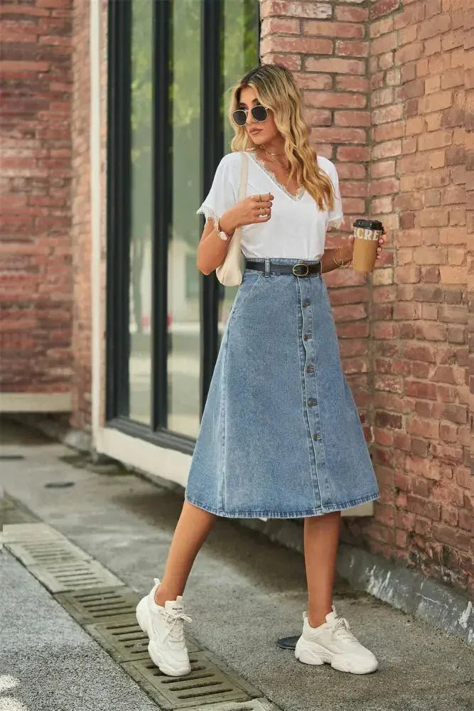 Button Front A - Line Denim Skirt - Update AvenueDenim Dresses & SkirtsTrendsi1001009042924541001009042924547fd7023bcdf94c5b86eabb3f81ef8b49 - MaxMedium