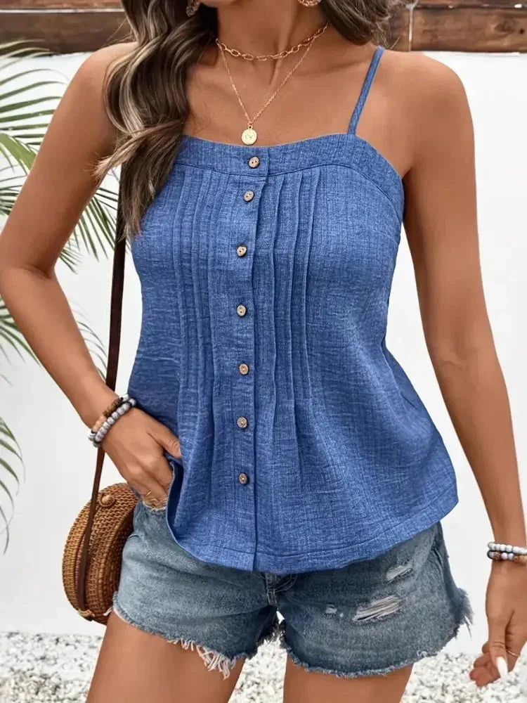 Button - Front Adjustable Strap Cami - Update AvenueTrendsi100100897611167100100897611167777ae52371fb44a1b1126a50a60fefc4 - Max - OriginBlue
