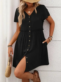 Button Front Flutter Sleeve Dress - Update AvenueEffortless Elegance: DressesTrendsi10010057370139010010057370139040e25414 - 7633 - 43a4 - 842a - a8bbb7da786d - MaxBlack