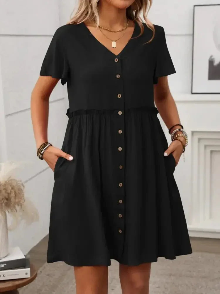 Button Front Flutter Sleeve Dress - Update AvenueEffortless Elegance: DressesTrendsi100100573701390100100573701390ce5fa818 - 071a - 4aae - 96fd - 4a3bbea88531 - MaxBlack
