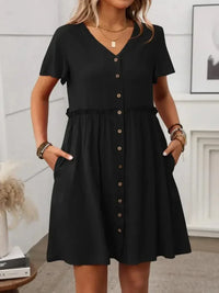 Button Front Flutter Sleeve Dress - Update AvenueEffortless Elegance: DressesTrendsi100100573701390100100573701390ce5fa818 - 071a - 4aae - 96fd - 4a3bbea88531 - MaxBlack