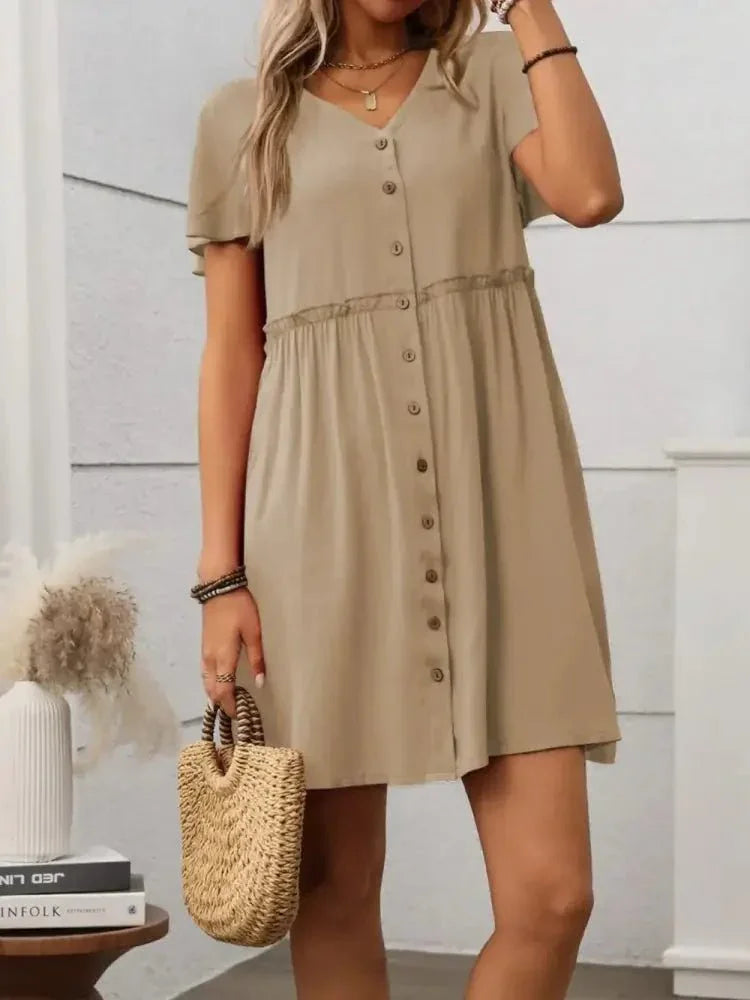 Button Front Flutter Sleeve Dress - Update AvenueEffortless Elegance: DressesTrendsi100100573701495100100573701495705e9c3a - e76c - 484f - 9c1f - 61fc405d66f0 - MaxTan