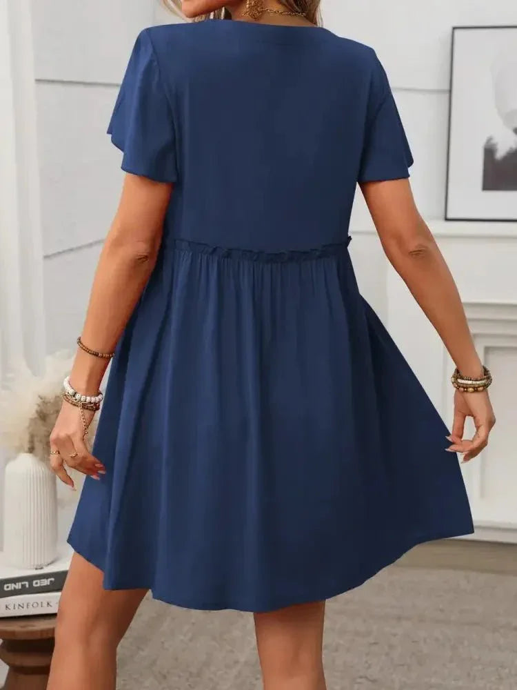 Button Front Flutter Sleeve Dress - Update AvenueEffortless Elegance: DressesTrendsi100100573701713100100573701713035b7ea6 - f4f5 - 4b16 - 95ce - 9451fb6a6d57 - MaxDark Blue