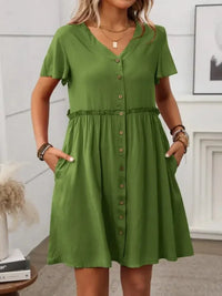 Button Front Flutter Sleeve Dress - Update AvenueEffortless Elegance: DressesTrendsi1001005737052611001005737052616ab54d93 - ea5a - 4a2f - 9423 - d41664ec0d8b - MaxMatcha Green