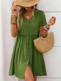 Button Front Flutter Sleeve Dress - Update AvenueEffortless Elegance: DressesTrendsi100100573705261100100573705261c6eb54db - e1e5 - 49a4 - a466 - 2359d708e65a - MaxMatcha Green