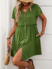 Button Front Flutter Sleeve Dress - Update AvenueEffortless Elegance: DressesTrendsi1001005737052611001005737052612dbf2978 - 89bf - 408d - 8adf - f54cda953383 - MaxMatcha Green