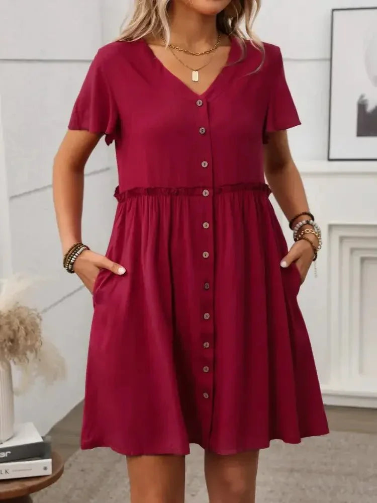 Button Front Flutter Sleeve Dress - Update AvenueEffortless Elegance: DressesTrendsi100100573709592100100573709592f81b2cb6 - 3989 - 4342 - 889f - a8a561be6c19 - MaxDeep Red