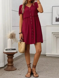 Button Front Flutter Sleeve Dress - Update AvenueEffortless Elegance: DressesTrendsi100100573709592100100573709592ac66651e - 9c68 - 4af6 - be25 - 4a437cbe232c - MaxDeep Red