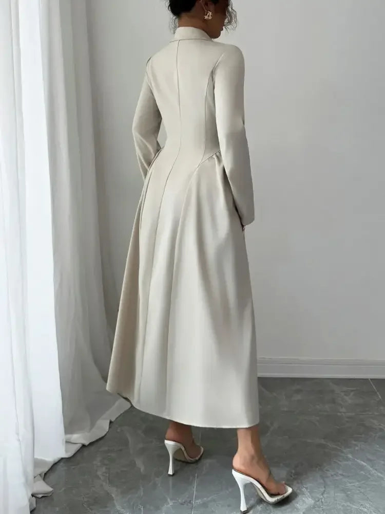 Button-Front Long Sleeve Dress