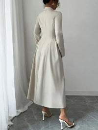 Button-Front Long Sleeve Dress