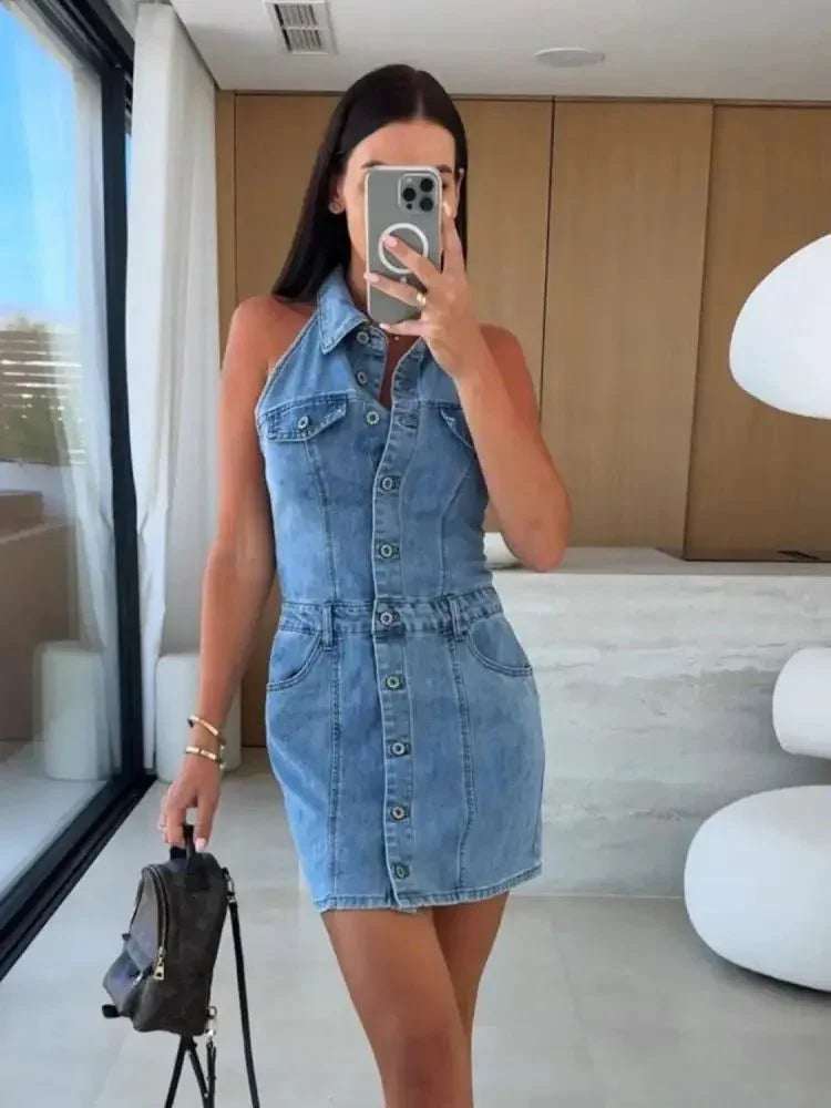 Button Front Sleeveless Denim Mini Dress - Update AvenueDenim Dresses & SkirtsTrendsi100100446611289100100446611289407b8516 - b0d3 - 43ad - ba5f - 6511afffd9d8 - Max - OriginDenim Blue