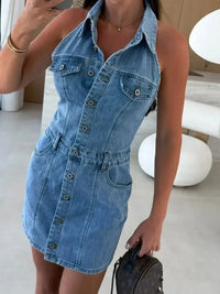 Button Front Sleeveless Denim Mini Dress - Update AvenueDenim Dresses & SkirtsTrendsi100100446611289100100446611289d4dba15f - aeb0 - 4635 - 85e6 - a17cb6c9beb6 - Max - OriginDenim Blue