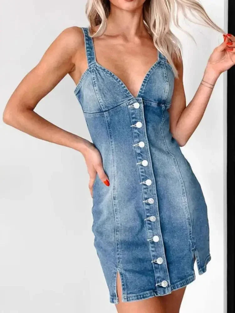 Button Front Sweetheart Neck Denim Mini Dress - Update AvenueDenim Dresses & SkirtsTrendsi100100896749928100100896749928f4286d52 - 8ad7 - 404a - af14 - f0118d03860c - Max - OriginMedium