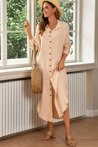 Button Front Textured Slit Shirt Dress - Update AvenueTrendsi100101224749848100101224749848f970f13f618d42d7bae8b76bac010e33 - MaxLight Yellow