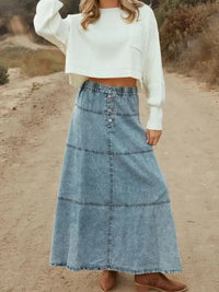 Button - Front Tiered Maxi Denim Skirt - Update AvenueDenim Dresses & SkirtsTrendsi100100357155273100100357155273e730ceeb - 36a3 - 439a - b378 - cc9904bc1d9d - Max - OriginSnow Color