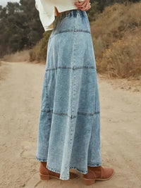 Button - Front Tiered Maxi Denim Skirt - Update AvenueDenim Dresses & SkirtsTrendsi100100357155273100100357155273e4c5c3a3cd52419282d9b03212408758 - Max - OriginSnow Color