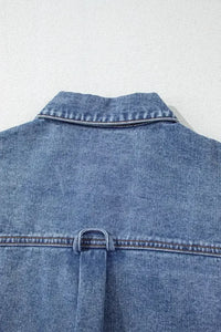 Button Up Cap Sleeve Denim Jacket