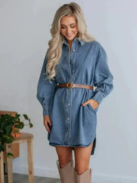 Button Up Collared Neck Long Sleeve Denim Dress - Update AvenueDenim Dresses & SkirtsTrendsi100100084281871100100084281871453a887e - 1c6d - 49ed - ba7d - 85d74eaa00d1 - MaxMedium