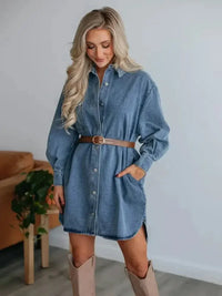 Button Up Collared Neck Long Sleeve Denim Dress - Update AvenueDenim Dresses & SkirtsTrendsi1001000842818711001000842818713019a878 - af5b - 41cc - b821 - de057139754c - MaxMedium