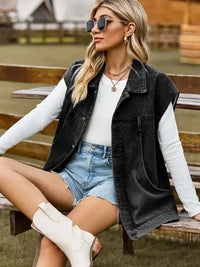 Button Up Collared Neck Sleeveless Denim Jacket - Update AvenueTrendsi10010082831159410010082831159494e9a6236ef448f08776395a9038c0da - MaxBlack