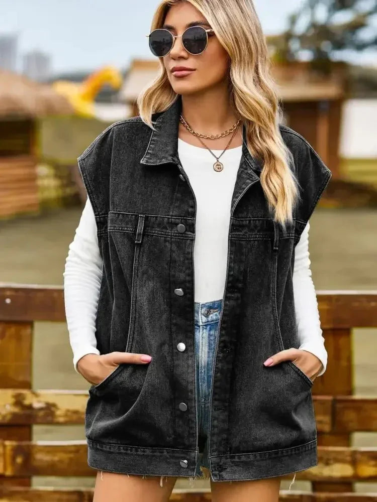 Button Up Collared Neck Sleeveless Denim Jacket - Update AvenueTrendsi1001008283115941001008283115942842672a55284503823fb783ef30cf1b - MaxBlack