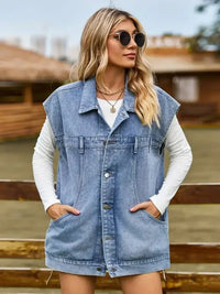 Button Up Collared Neck Sleeveless Denim Jacket - Update AvenueTrendsi100100828318219100100828318219db1deb5a16524a7496e1ad22a64710e8 - MaxDusty Blue