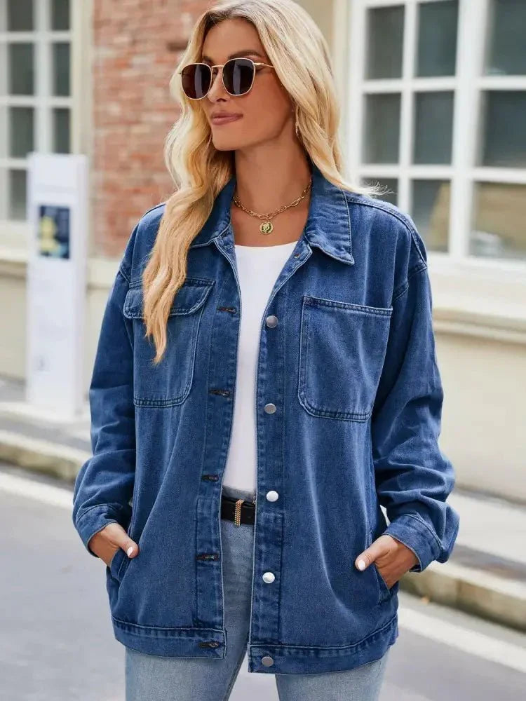 Button Up Denim Jacket with Pockets - Update AvenueTrendsi100100752066616100100752066616038d8972302440fabf36ae12a9a7e053 - MaxPeacock Blue