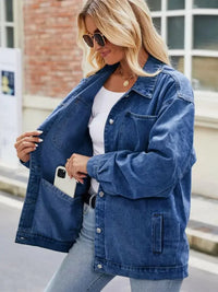 Button Up Denim Jacket with Pockets - Update AvenueTrendsi10010075206661610010075206661616b84d77f9e945daa42dc1b7806eca36 - MaxPeacock Blue
