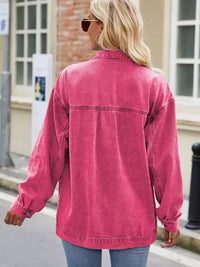Button Up Denim Jacket with Pockets - Update AvenueTrendsi1001007520688331001007520688338c6750b7329a4a96b24861156a67f755 - MaxHot Pink